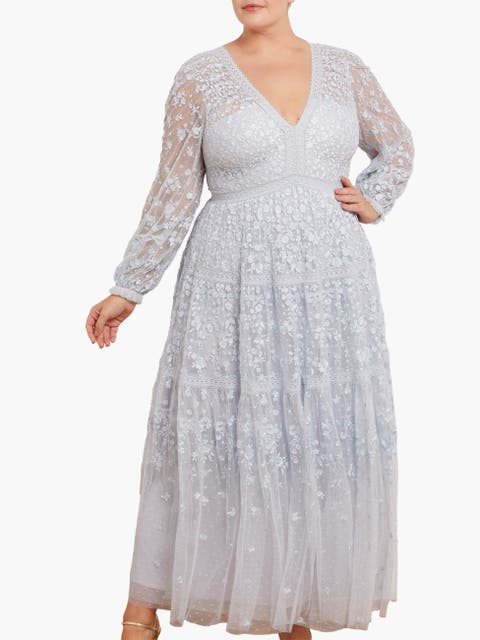 Celestia Ribbon Long Sleeve V-Neck Gown