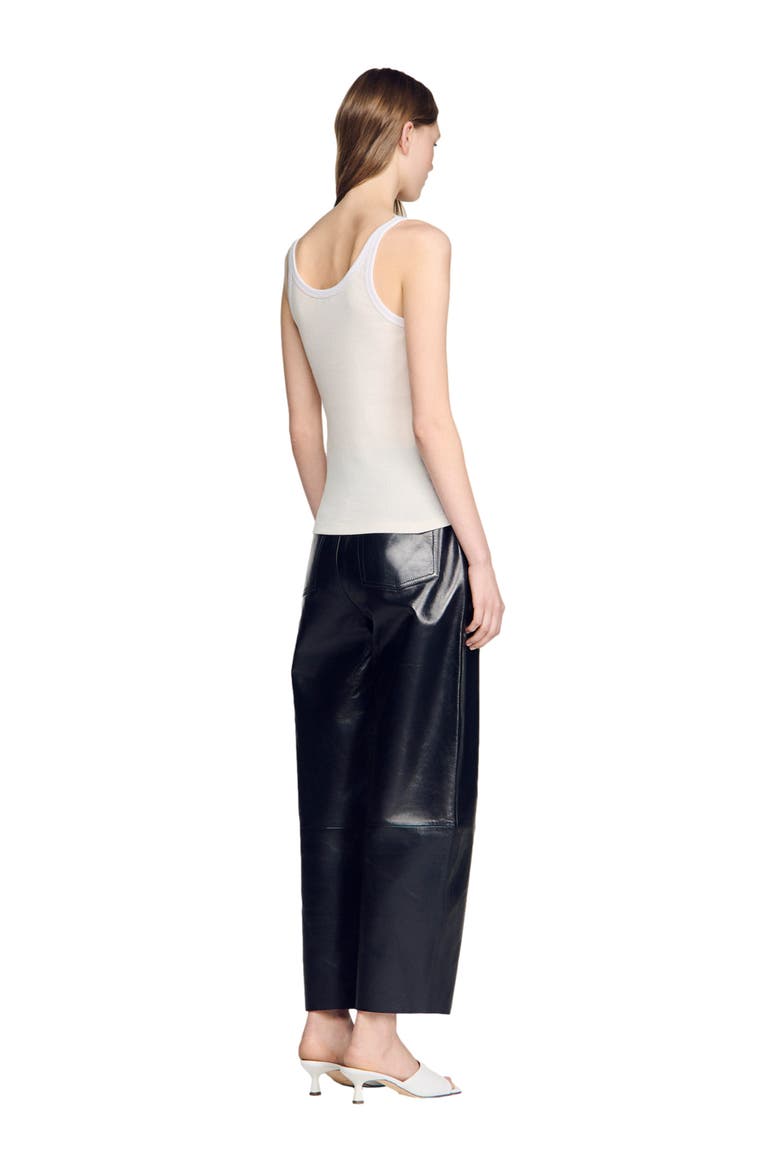 Ribbed vest top with lace, Alternate, color, Ecru