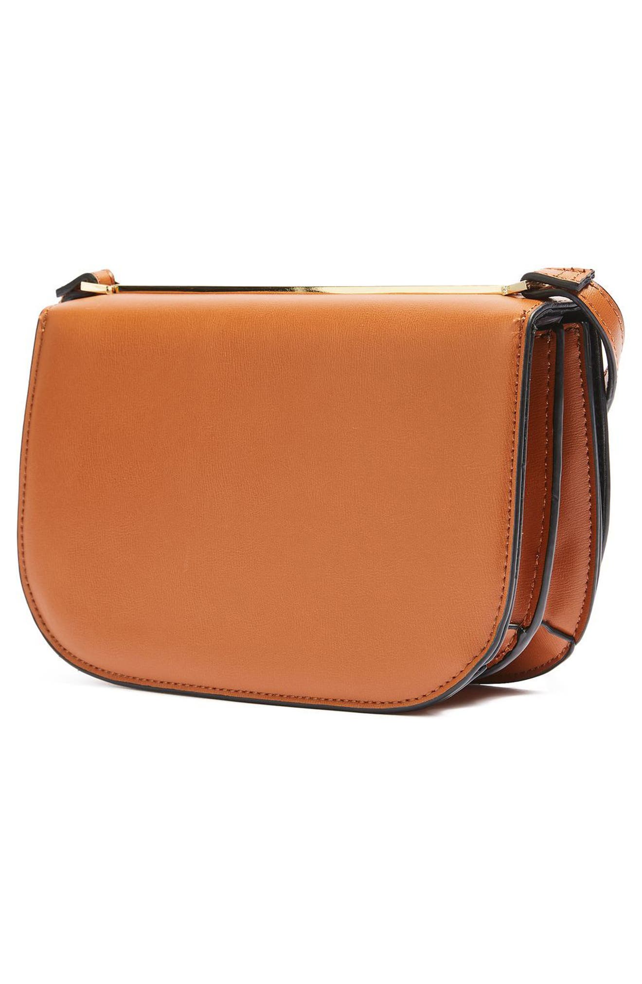 Oxford Faux Leather Crossbody Saddle Bag, Alternate, color, TAN