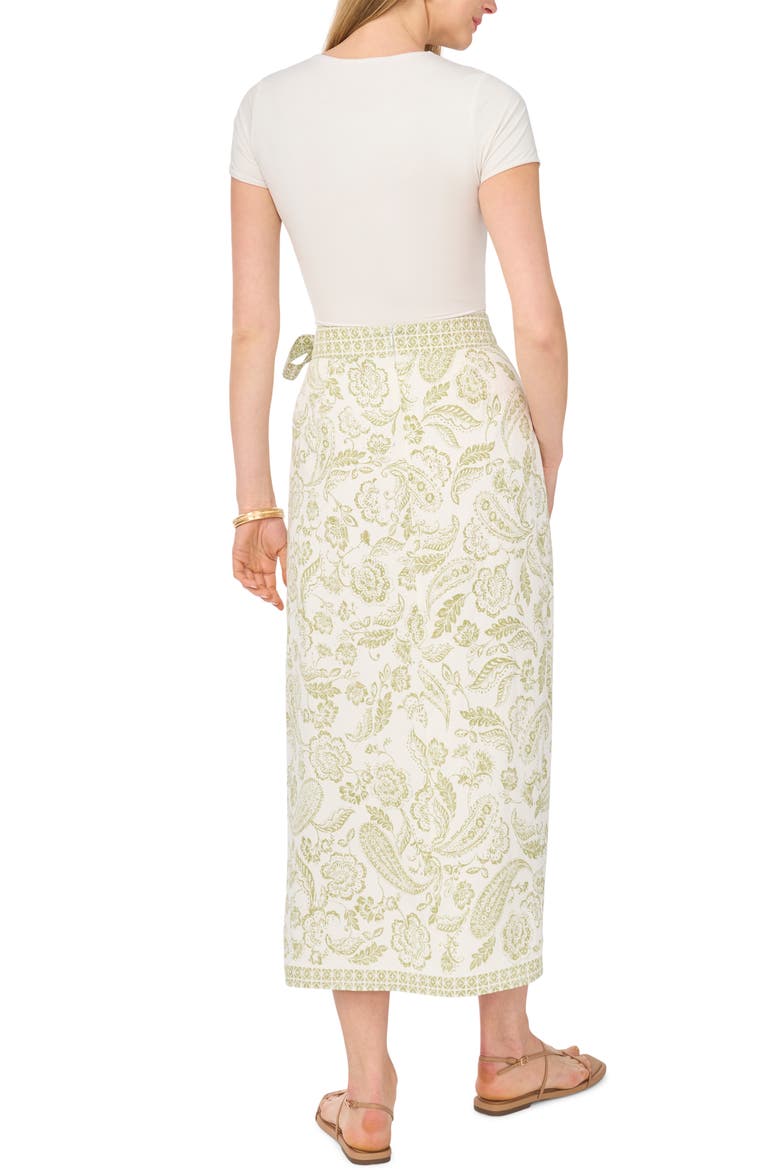 Mixed Print Wrap Skirt, Alternate, color, SAGE
