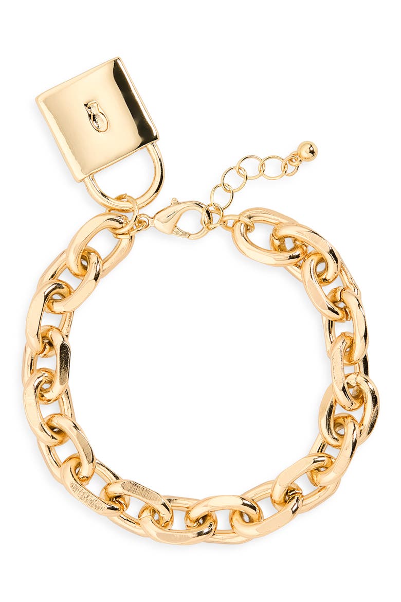 Chain Lock Bracelet, Main, color, GOLD