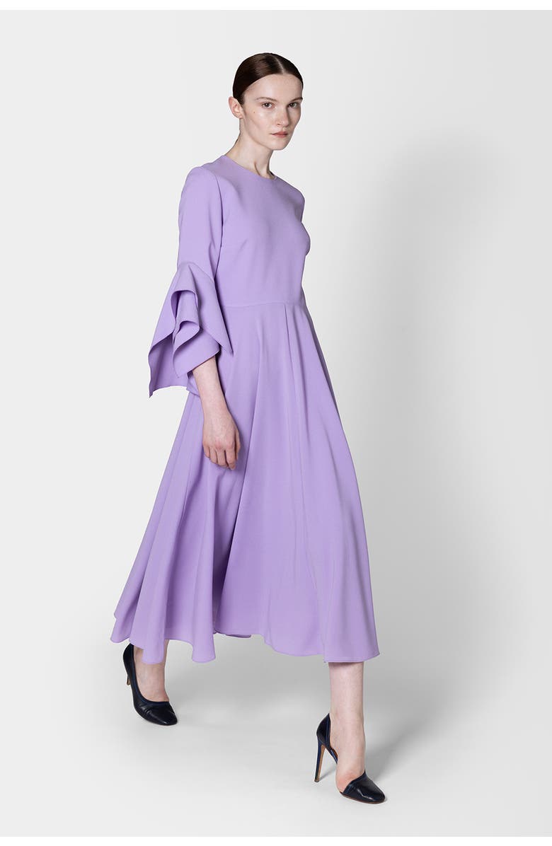 Roksanda Ayres Crepe Sleeved Midi Dress, Alternate, color, Heather