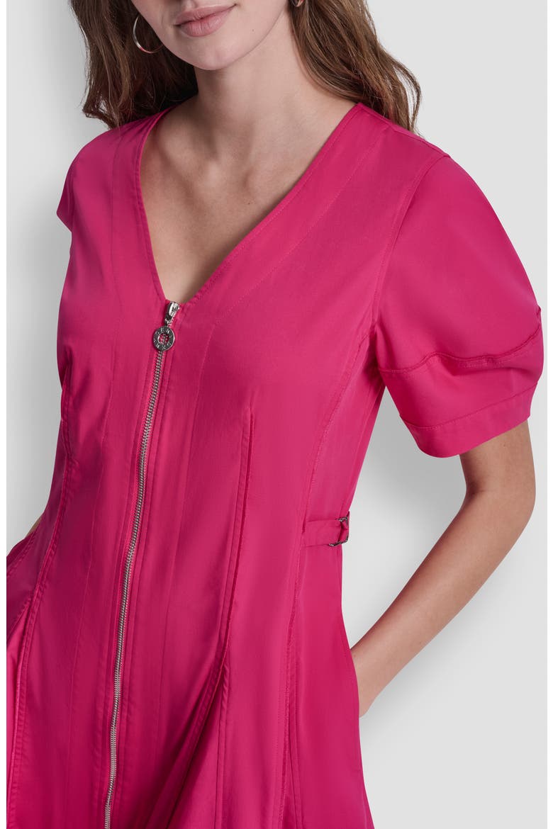 Poplin Fit & Flare Dress, Alternate, color, HOT PINK