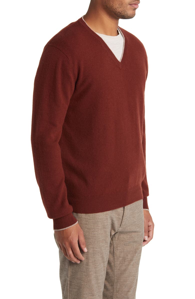 Lorenzo Uomo Tipped Merino Wool Sweater, Alternate, color, Rust