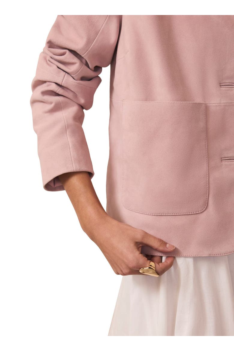 Suede Jacket with Classic Collar & Button-Front Pockets, Alternate, color, Light Pink