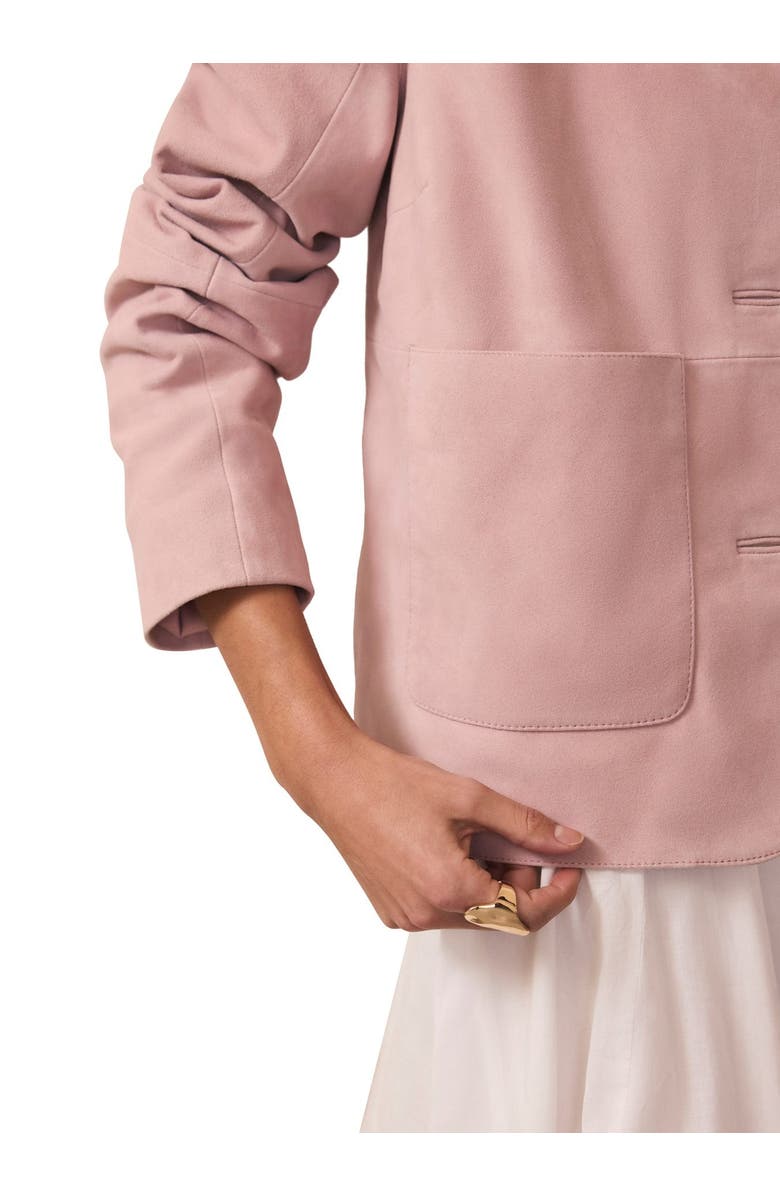 MINT VELVET Suede Jacket with Classic Collar & Button-Front Pockets, Alternate, color, Light Pink