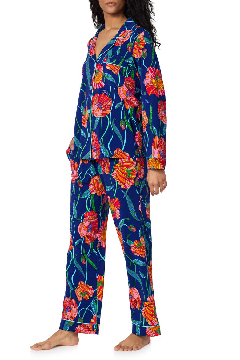 Linear Poppy Long Sleeve Pajamas, Alternate, color, LINEAR POPPY