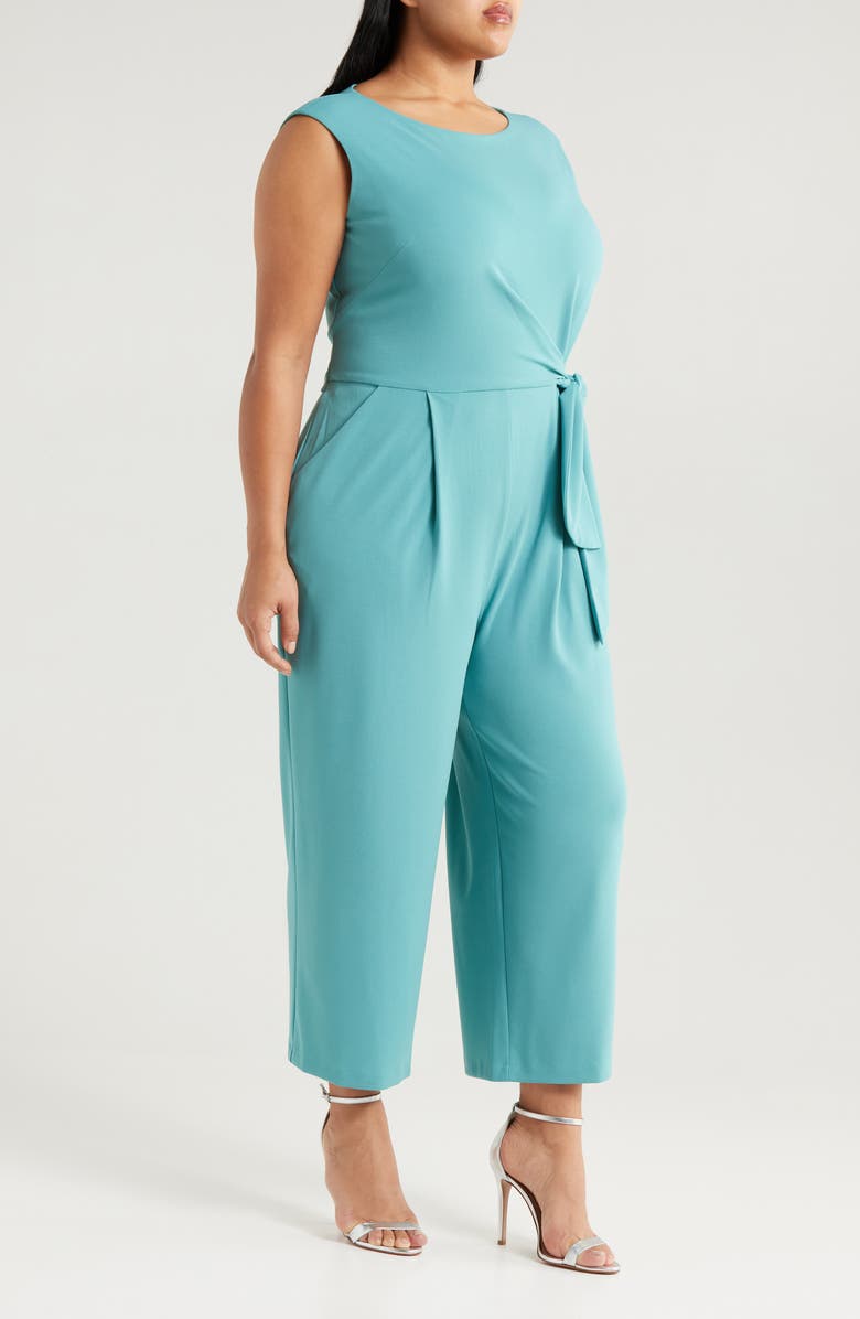 Tahari ASL Side Tie Scuba Crepe Jumpsuit, Alternate, color, Eucalyptus