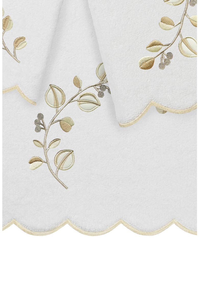 Wild Branch Scallop 3-Piece Towel Set, Alternate, color, WHITE/ BEIGE