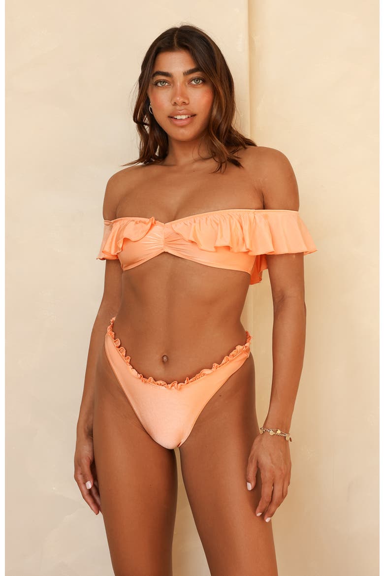 Siren Bandeau Bikini Top, Alternate, color, Peach Nectar
