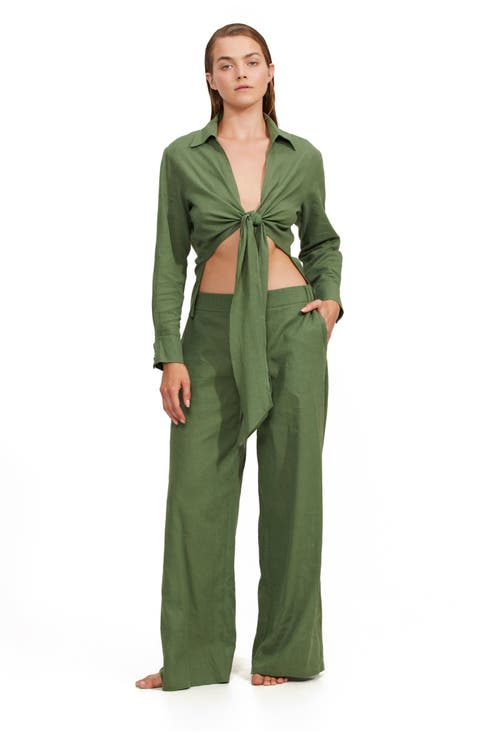 High Low Collared Front Tie Blouse Cover Up