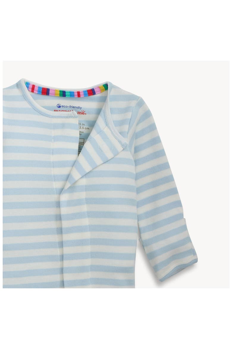 Kids' Striped Organic Cotton Footie, Alternate, color, WHITE/BLUE