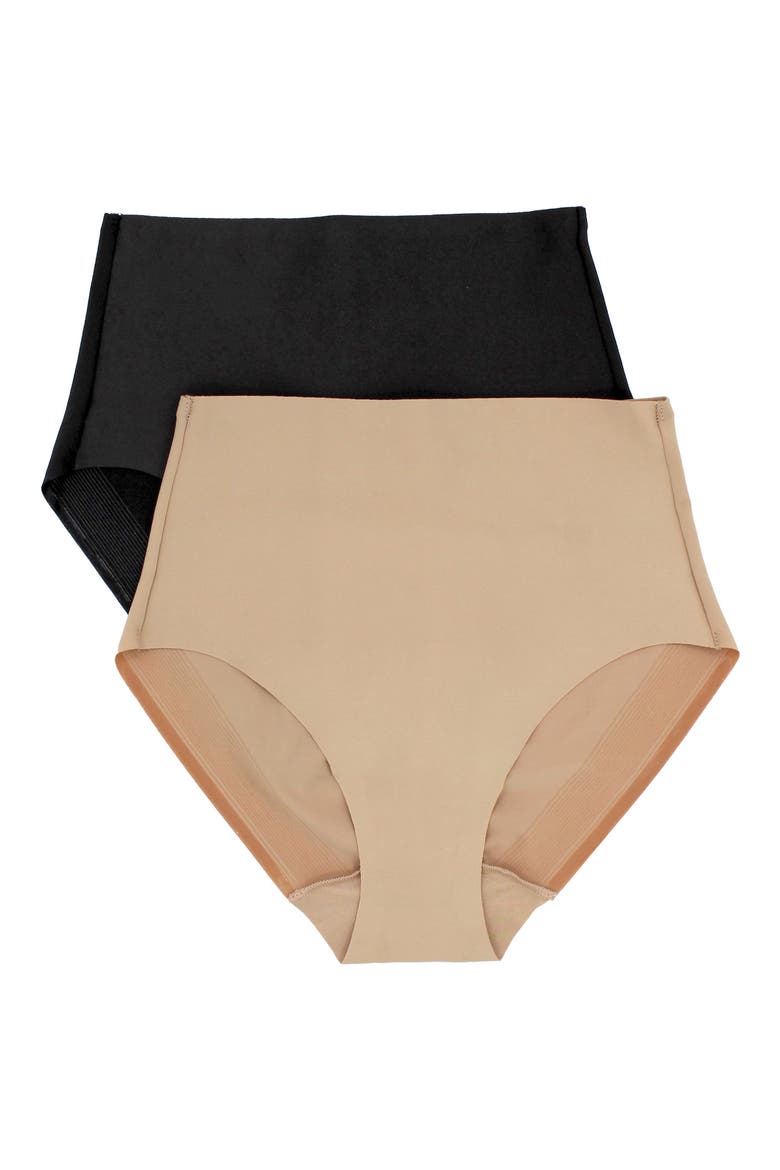 Assorted 2-Pack Light Shaping Briefs, Alternate, color, WARM BEIGE / BLACK