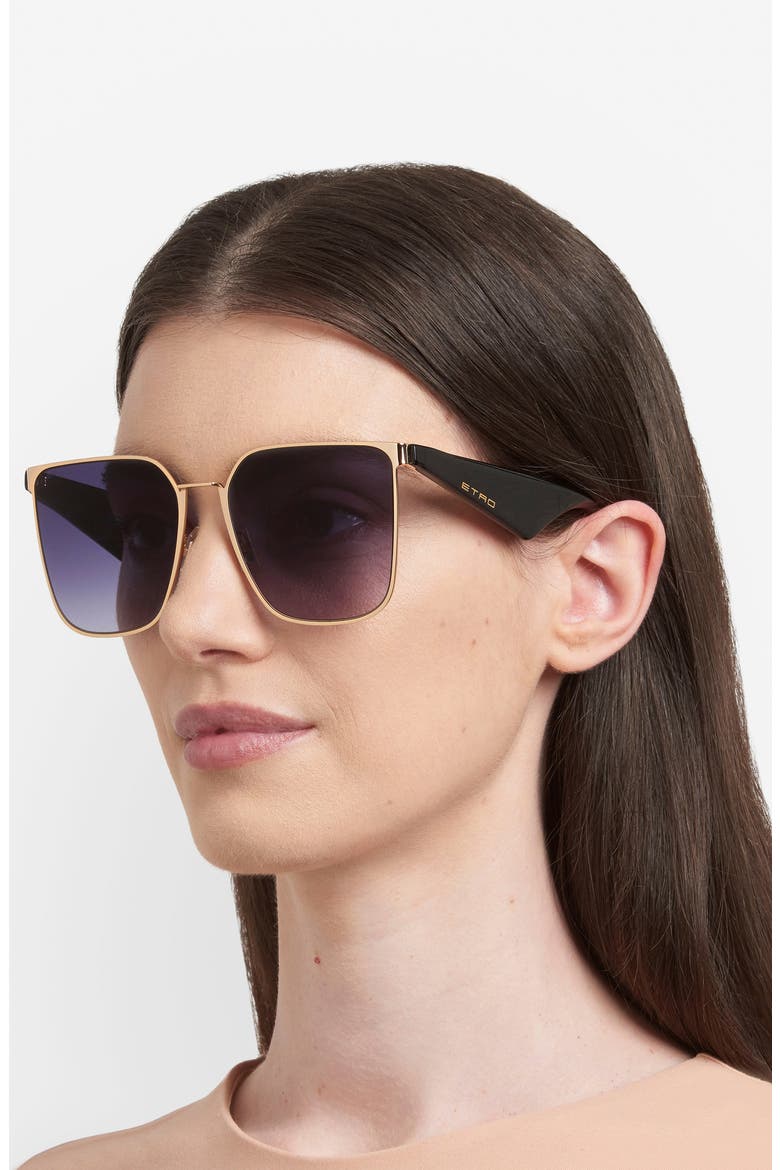 58mm Gradient Square Sunglasses, Alternate, color, ROSE GOLD/ DARK GREY SF