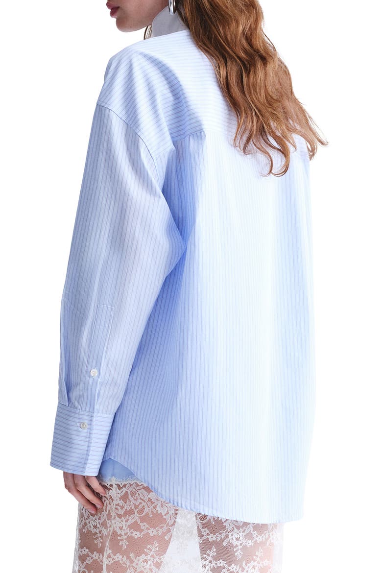 Stand Collar Poplin Button-Up Shirt, Alternate, color, SKY BLUE