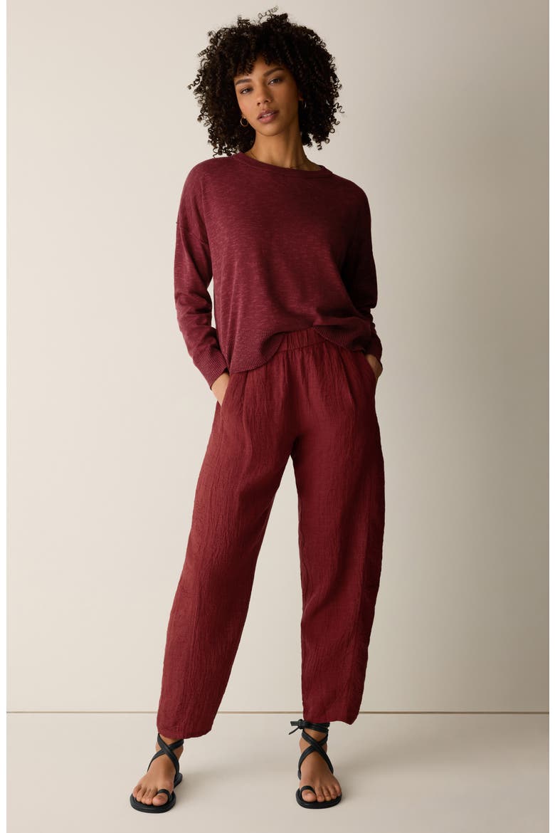 Pleated Lantern Organic Linen Pants, Alternate, color, SUN DRIED TOMATO