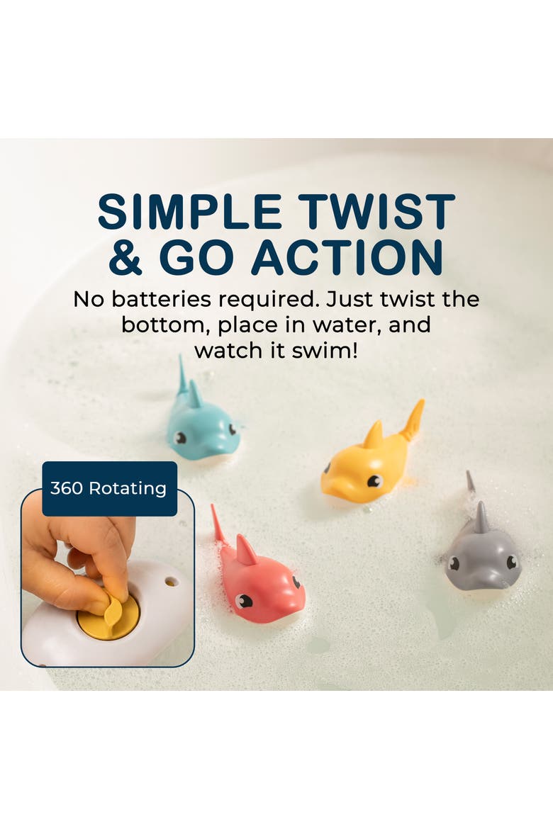 12pc Floating Shark Bath Toys for Toddlers Colorful Wind Up Swimming Sharks Interactive and Battery Free Water Play, Alternate, color, Multicolor