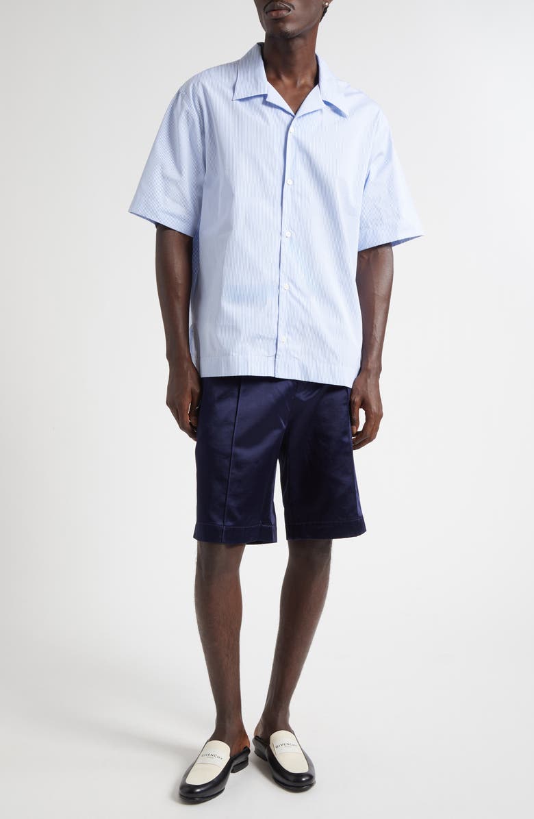 Givenchy Flat Front Satin Bermuda Shorts, Alternate, color, Navy