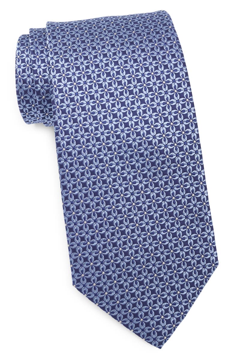 David Donahue Floral Silk Tie, Main, color, Sky