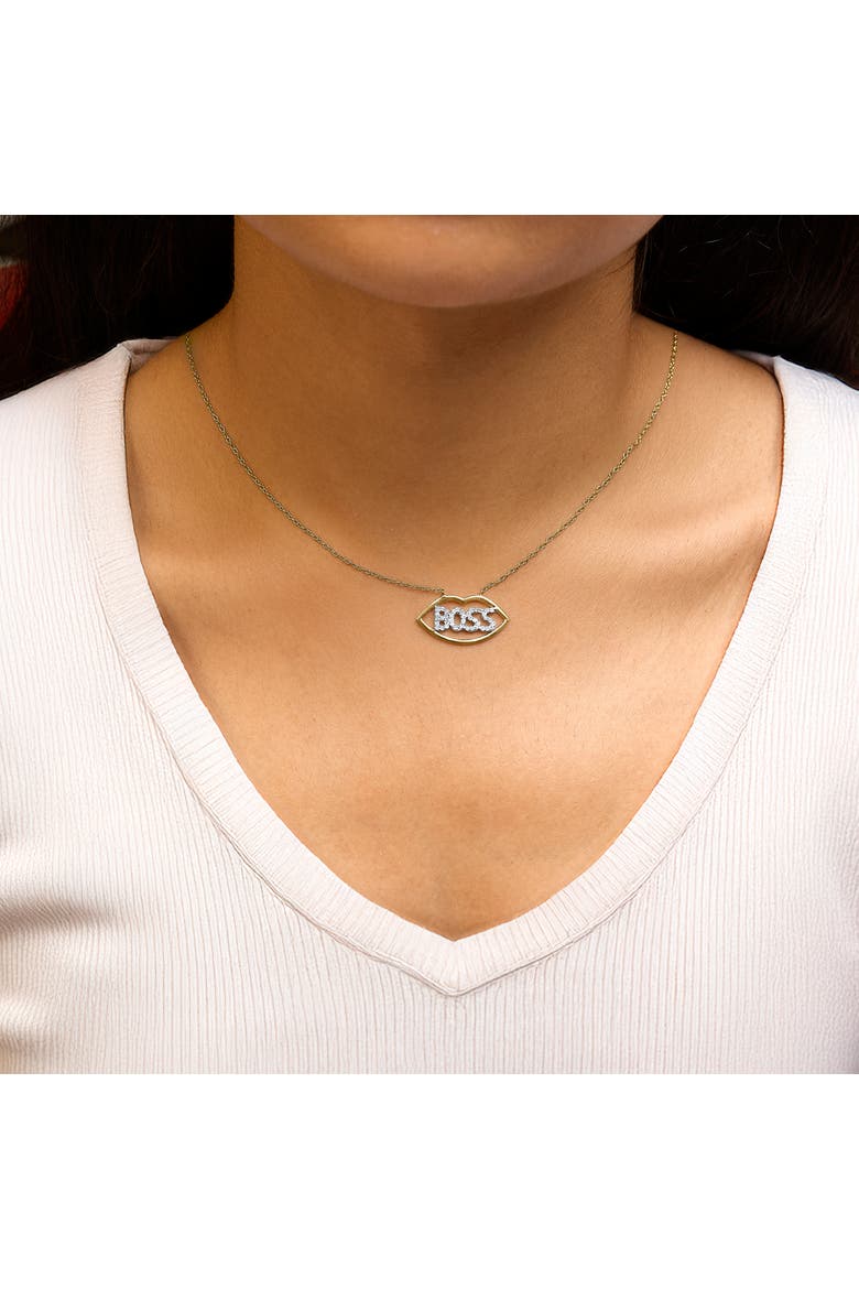 14K Yellow Gold Plated Silver 1/4 Cttw Diamond "Boss" Pendant Necklace, Alternate, color, Yellow