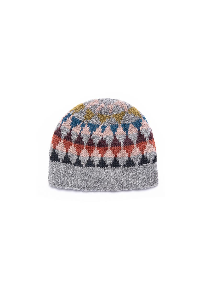 Womens Artisan Hand-Knit Jaya Harlequin Wool Beanie Hat, Main, color, Cabin