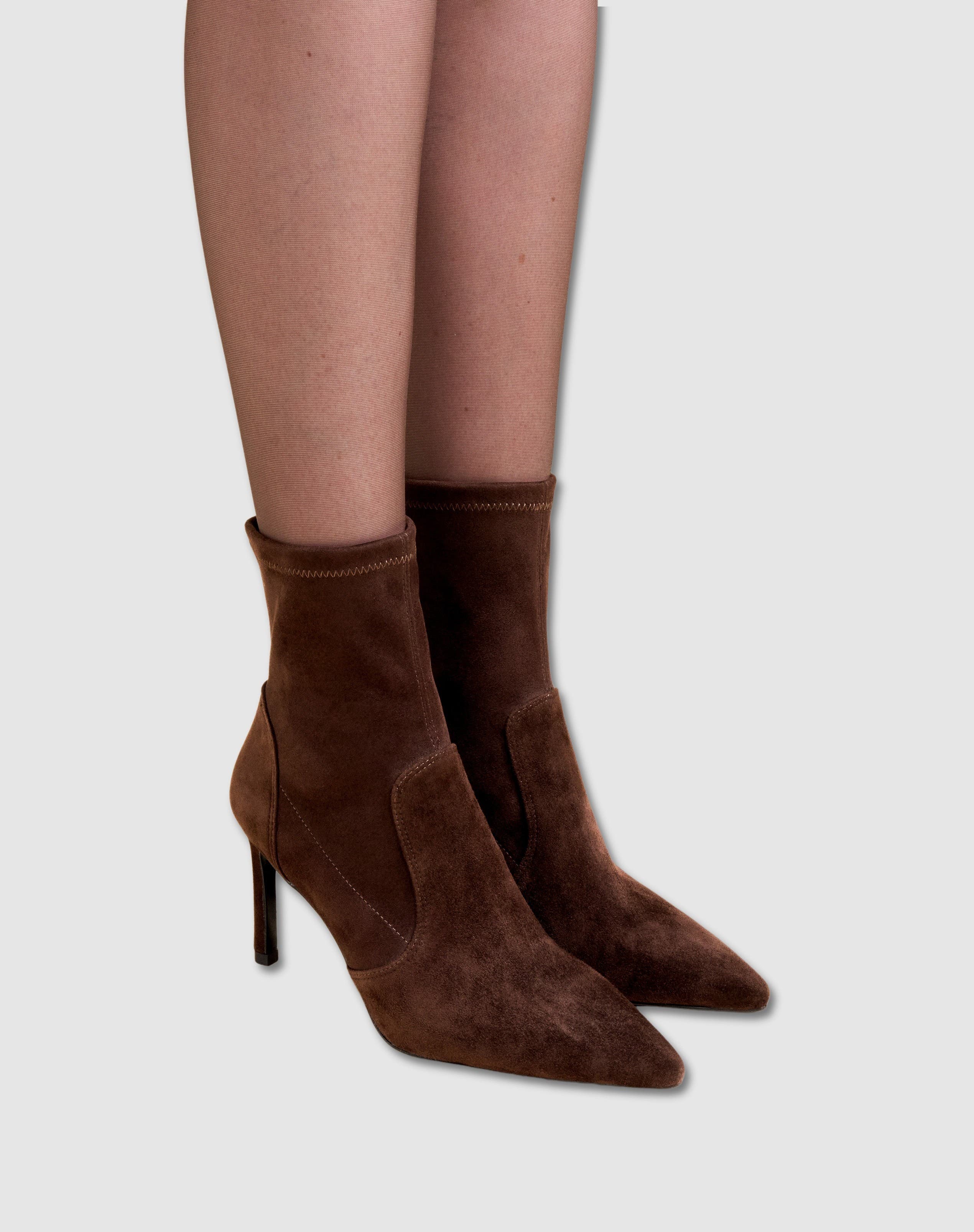 Ophelia High Heel Point Toe Ankle Boot, Alternate, color, CHOCOLATE