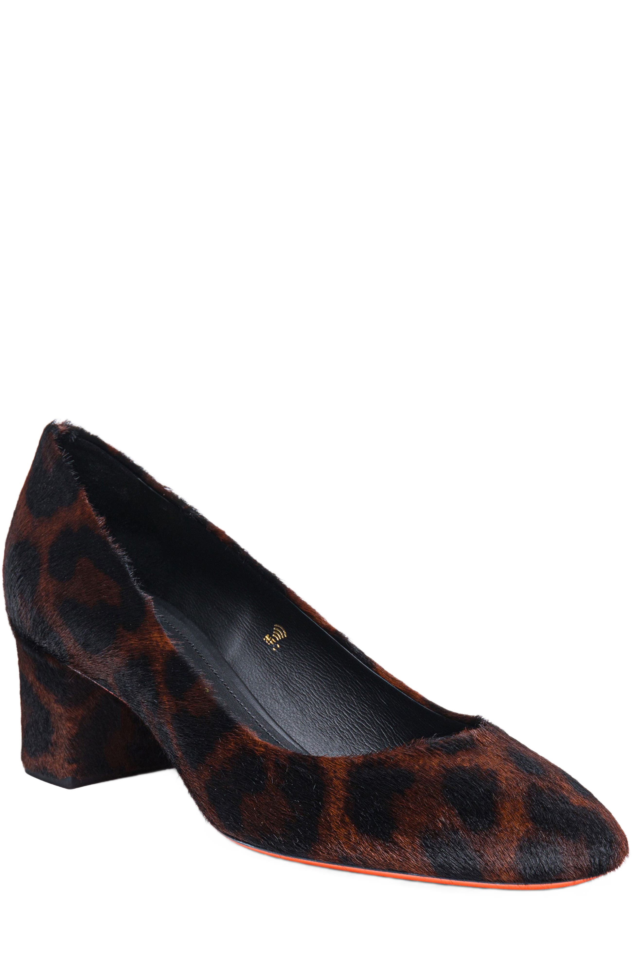 Santoni Women's  animal-print cavallino low-heel pump, Alternate, color, Light Brown