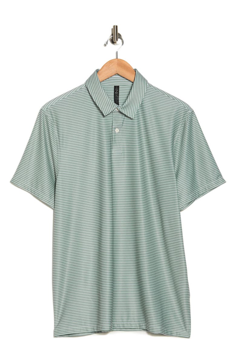 Z by Zella Print Polo, Alternate, color, Grey Blue Fine Stripe