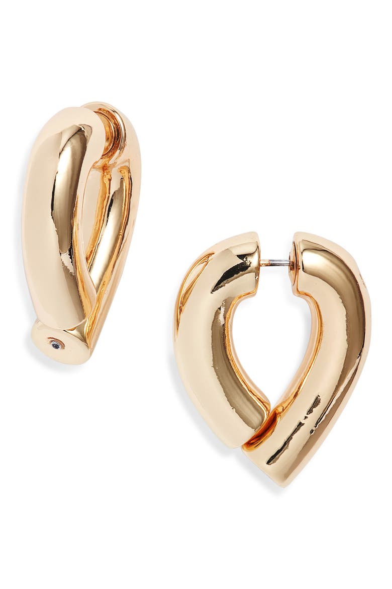 Tube Front/Back Earrings, Main, color, GOLD