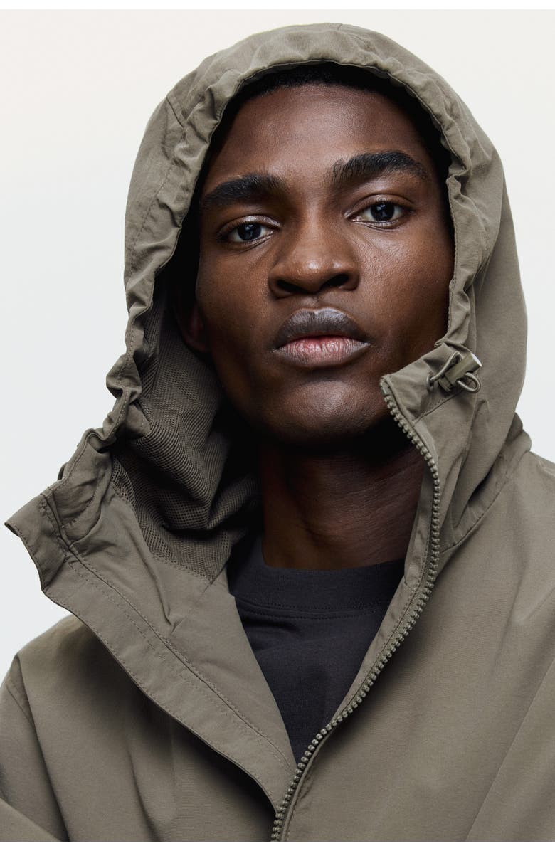 H&M Water-repellent Nylon Windbreaker, Alternate, color, Dark Taupe