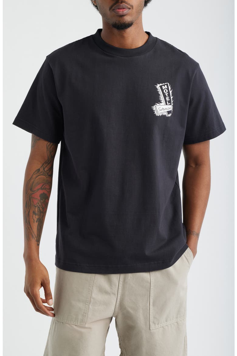 Motel Organic Cotton Graphic T-Shirt, Main, color, BLACK