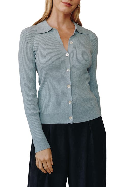 Collared Button-Up Rib Sweater