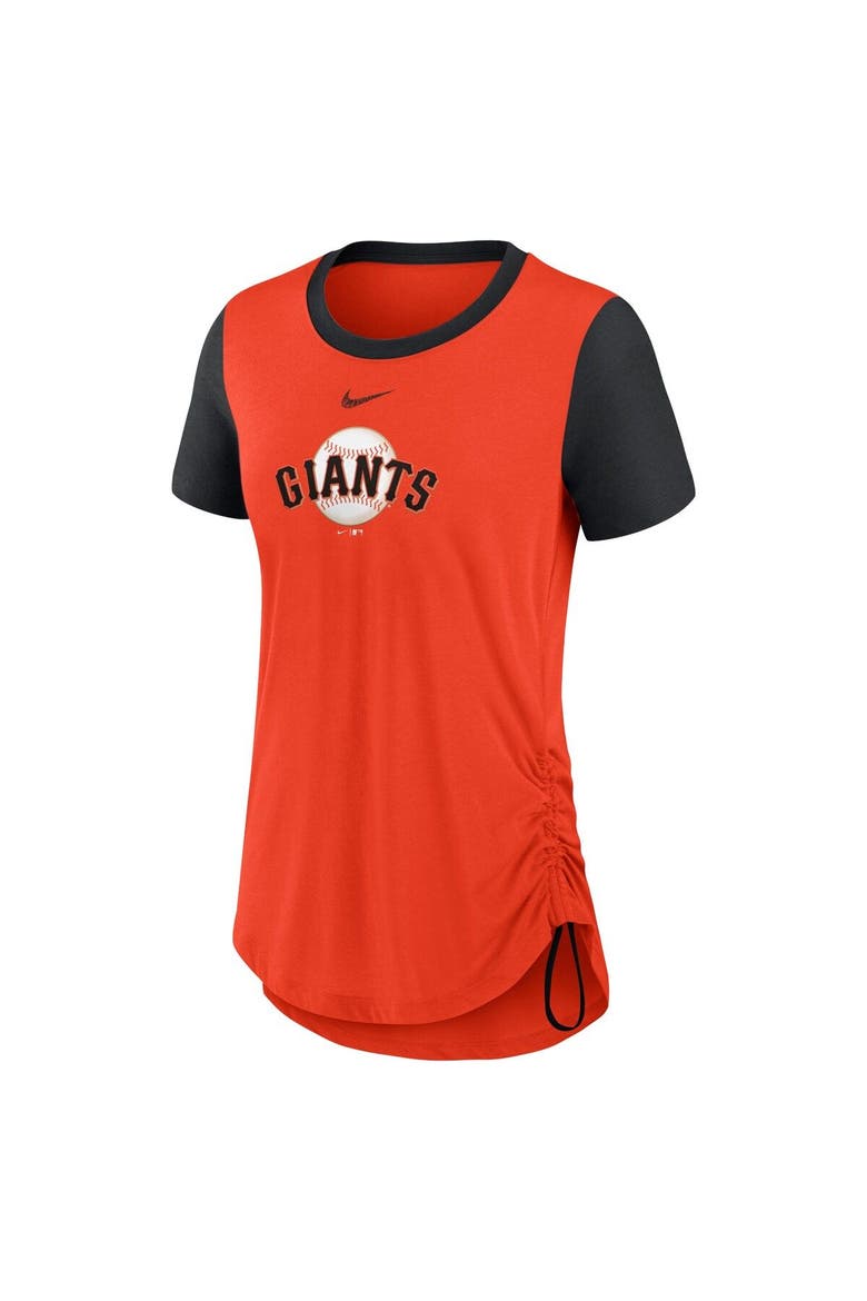 Women's Nike Orange San Francisco Giants Hipster Swoosh Cinched Tri-Blend Performance Fashion T-Shirt, Alternate, color, Orange
