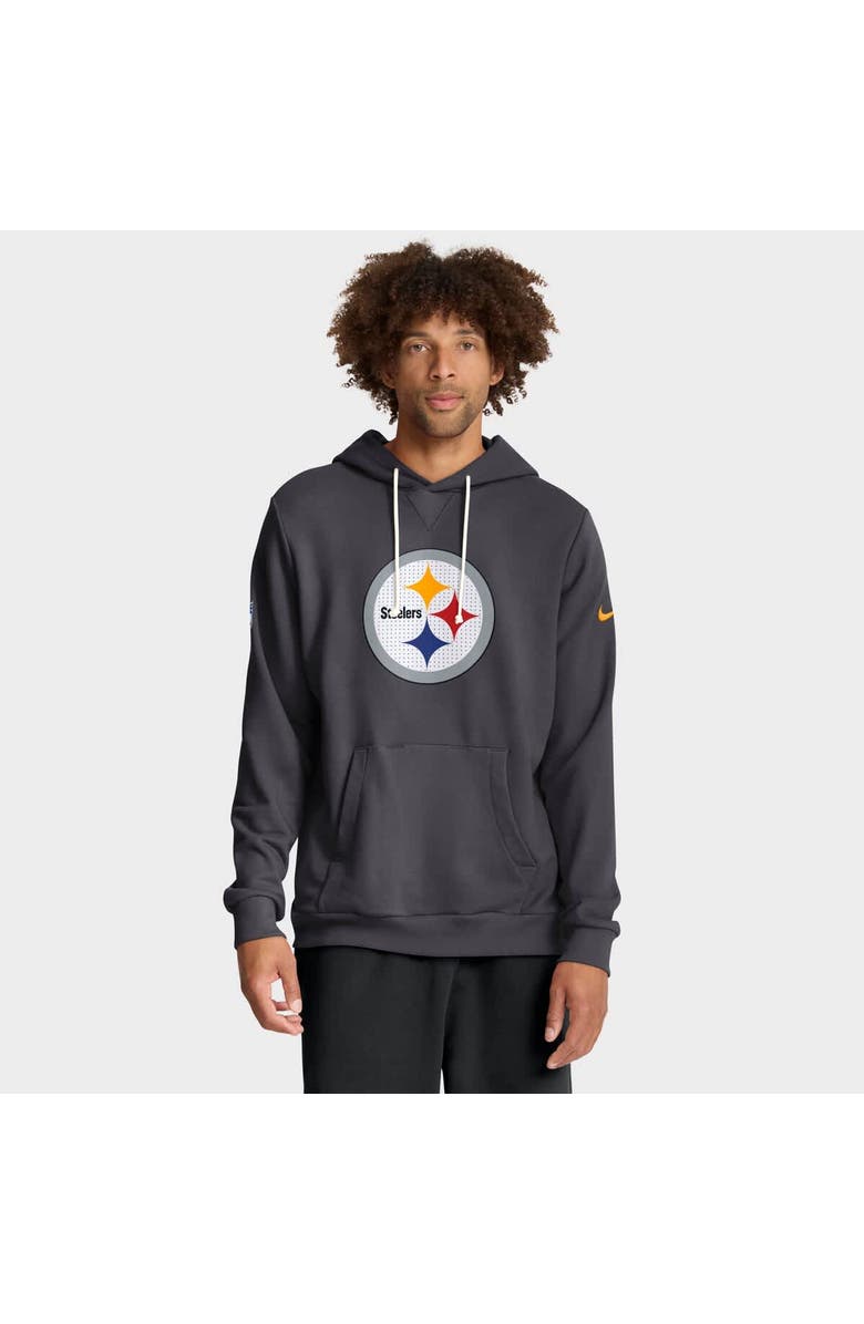 Nike Men's Nike Anthracite Pittsburgh Steelers Sideline Standard Issue Initial Home Dri-FIT Hoodie, Main, color, Anthracite