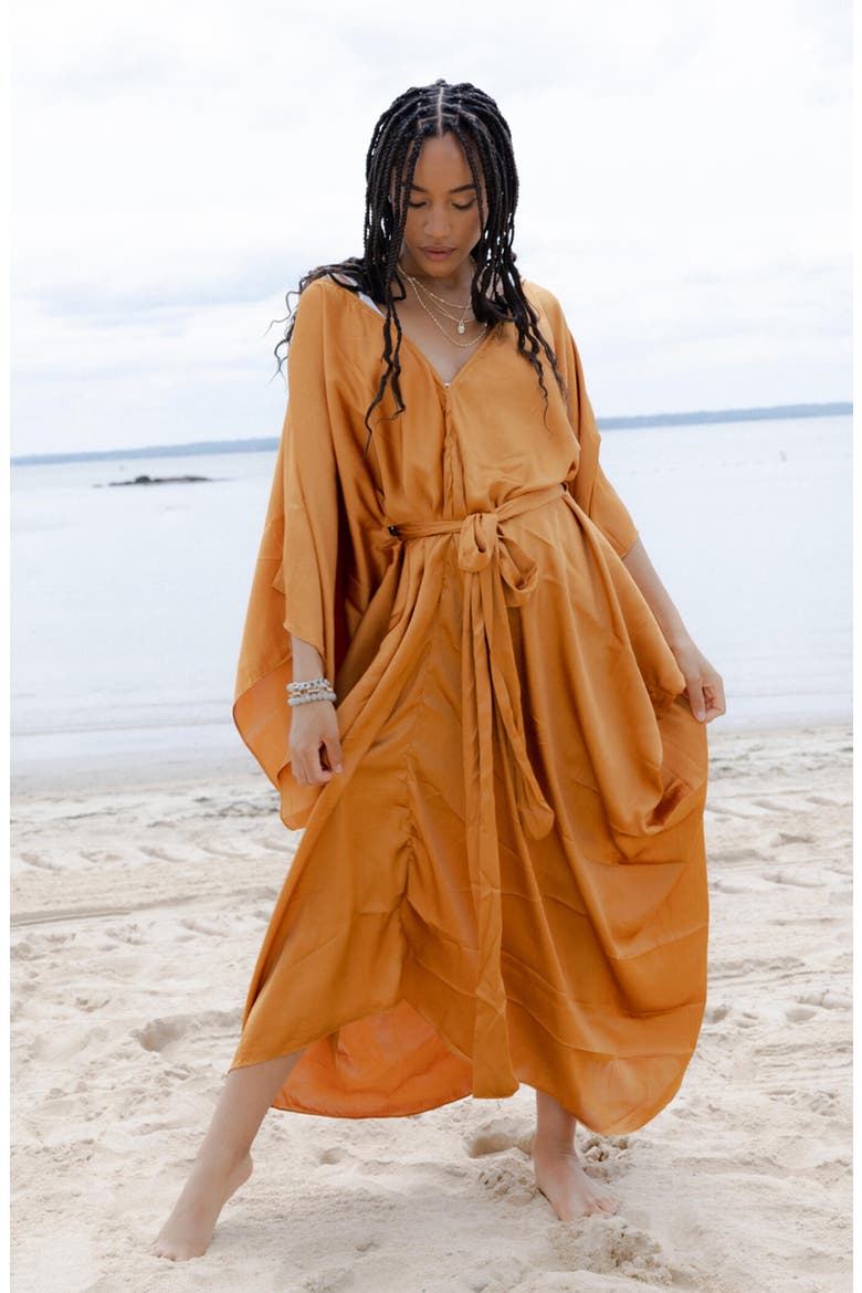 Tie Front Kaftan, Alternate, color, GOLD