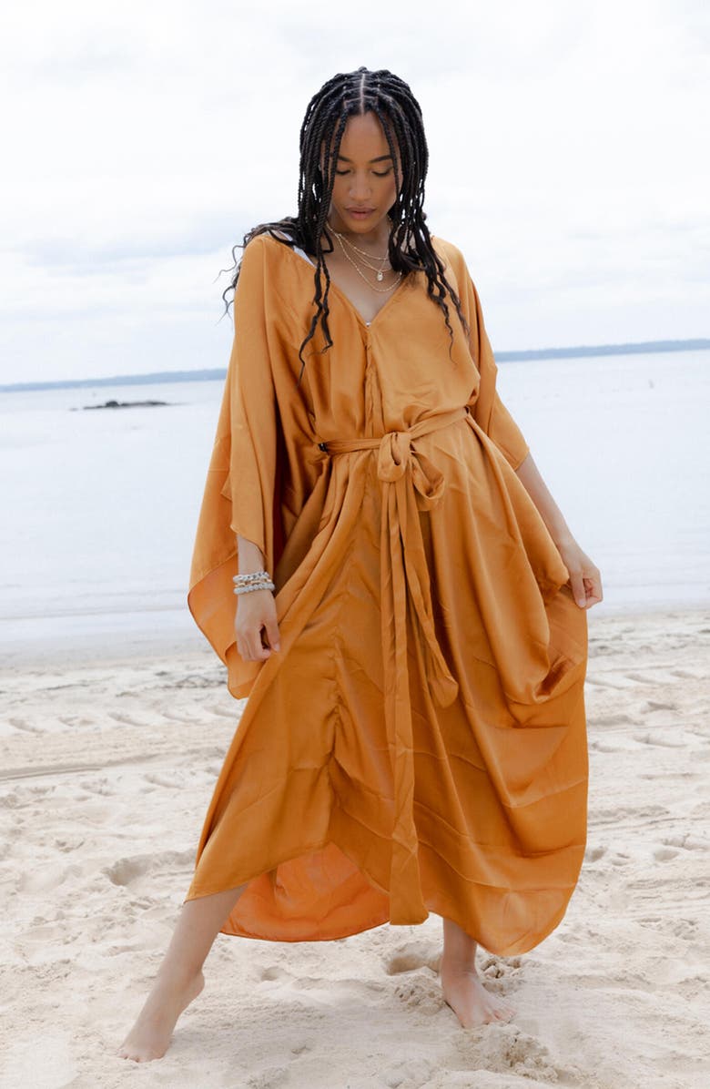 SAACHI Tie Front Kaftan, Alternate, color, Gold