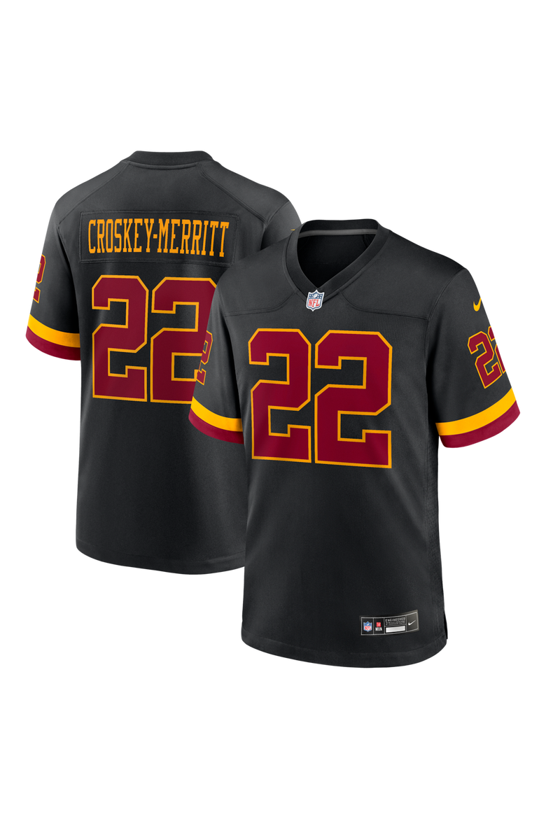 Men's Nike Jacory Croskey-Merritt Black Washington Commanders Hail Raiser Alternate Game Jersey, Main, color, Black