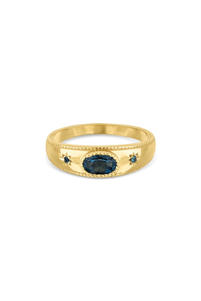 BLC 14k Gold London Blue Topaz Signet Ring, Alternate, color, 14KY