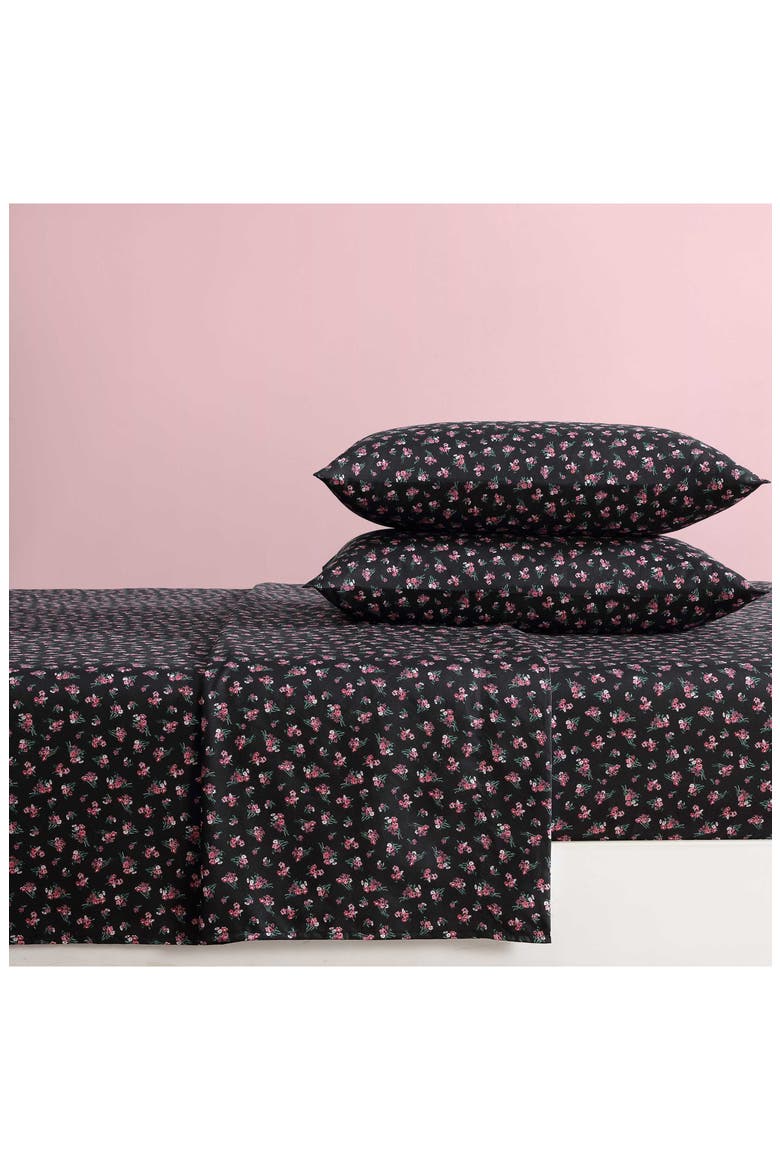 Bouquet Ditsy Sheet Set, Alternate, color, BLACK