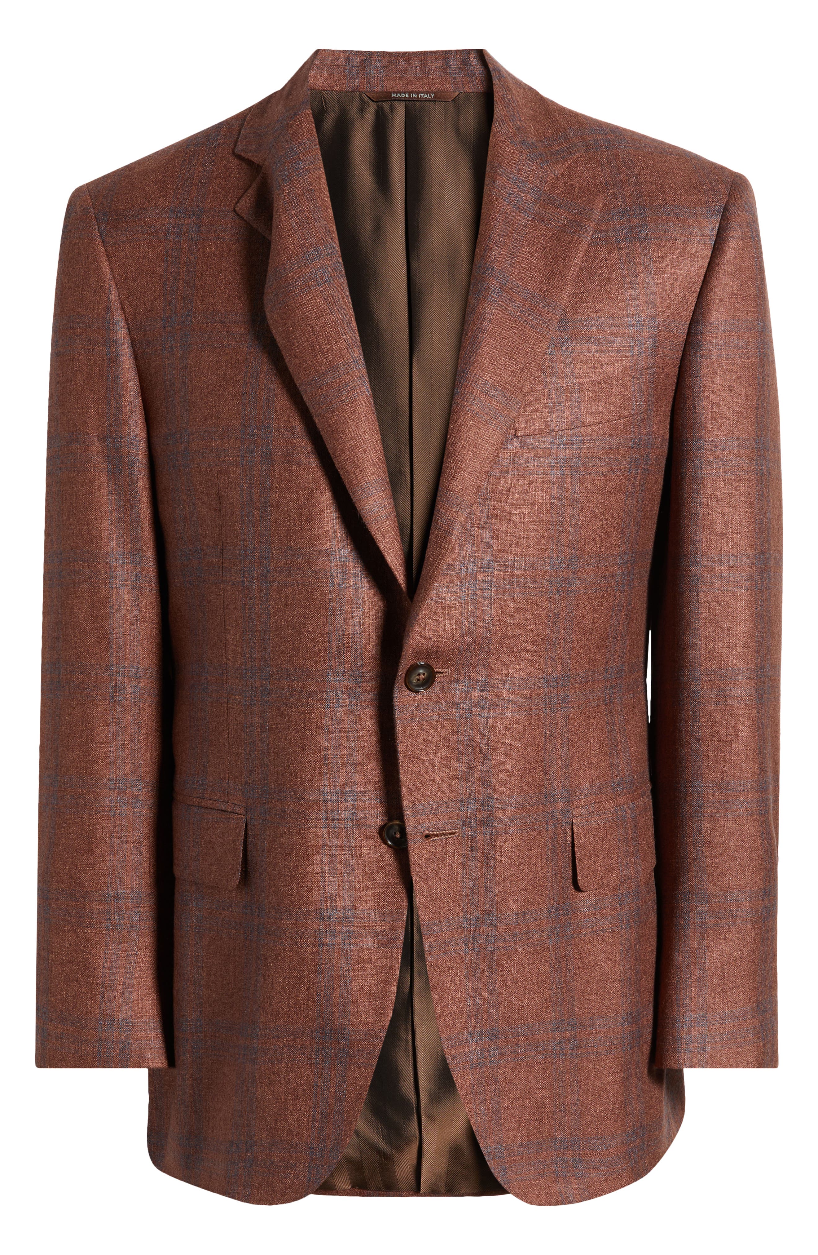 Siena Regular Fit Shadow Check Silk & Cashmere Sport Coat