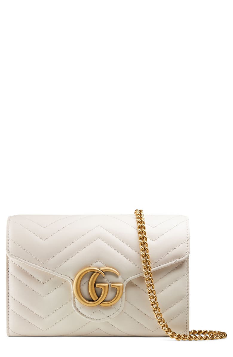 Gucci GG Matelassé Leather Wallet on a Chain, Main, color, 