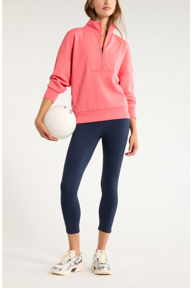 Soft Luxe Half Zip Pullover, Alternate, color, CORAL SHARON