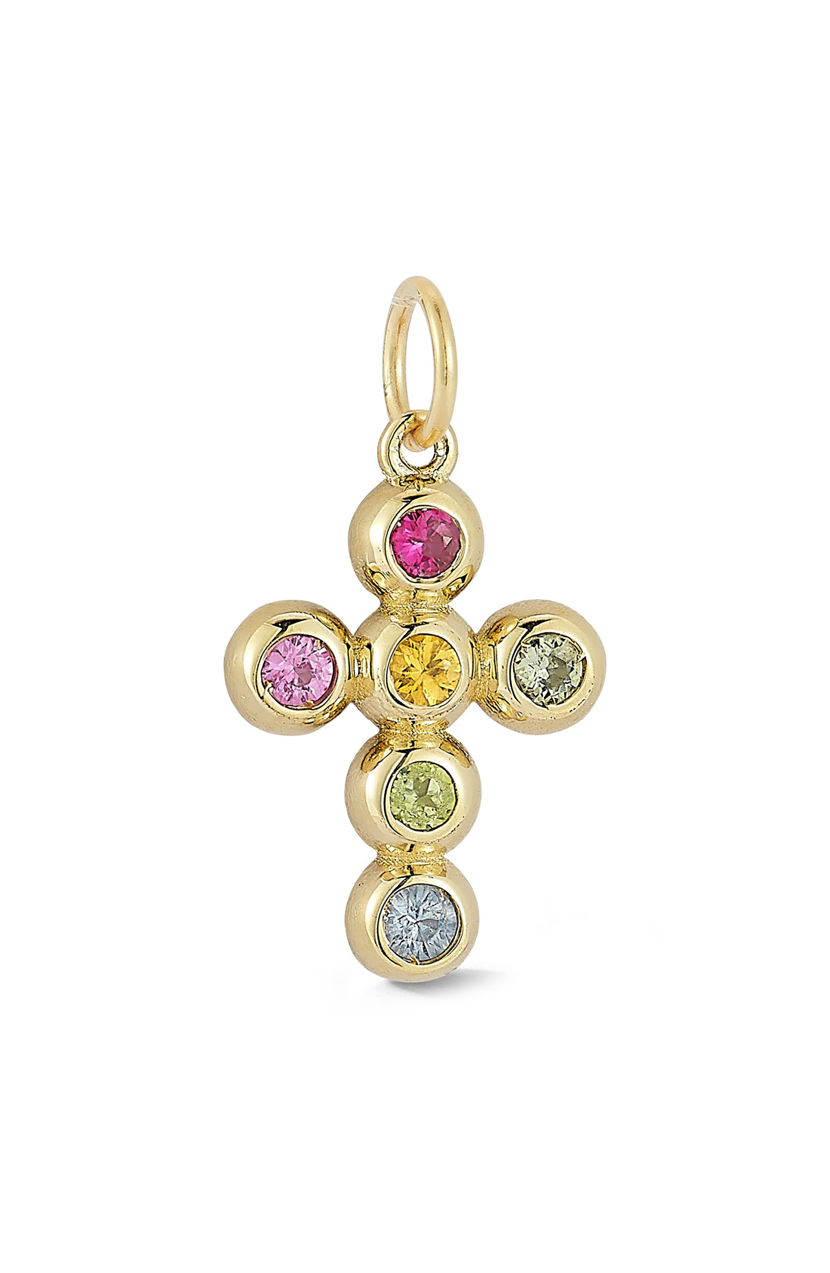 Ember Fine Jewelry 14k Gold Gemstone Cross Charm