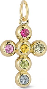 Ember Fine Jewelry 14k Gold Gemstone Cross Charm