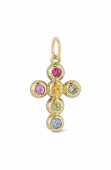 Ember Fine Jewelry 14k Gold Gemstone Cross Charm