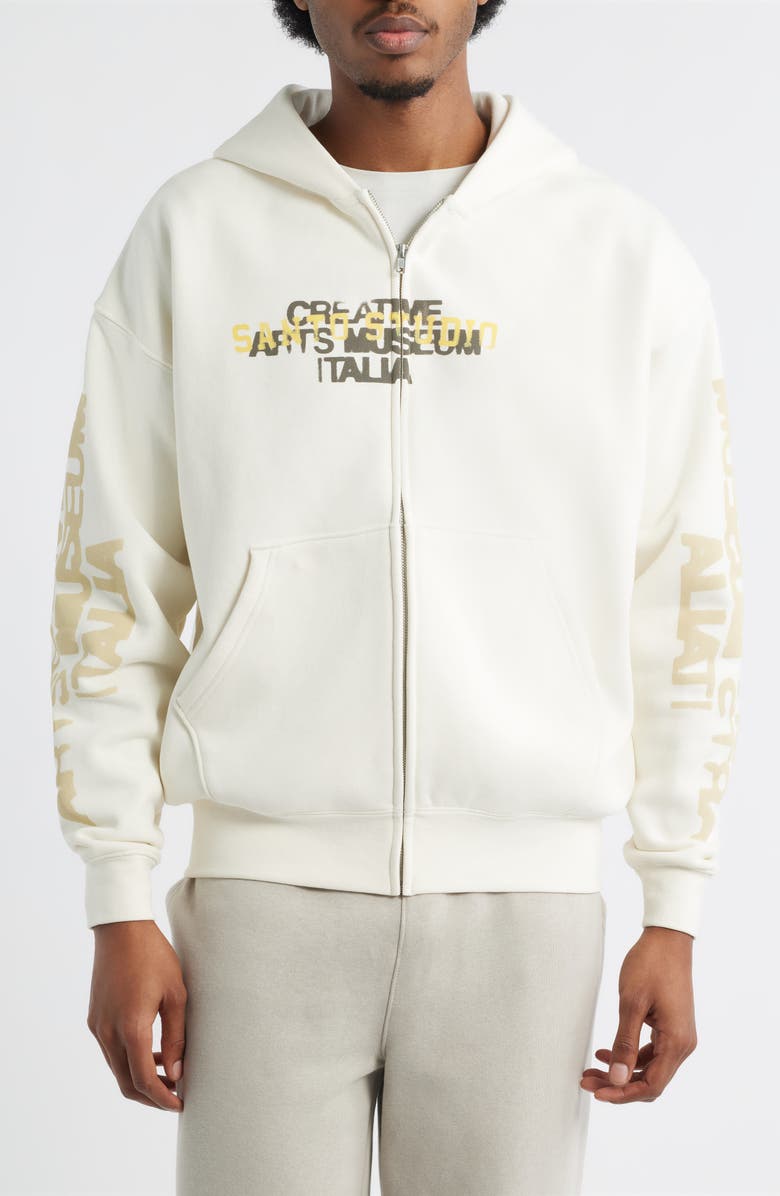 SANTO STUDIO Creative Arts Graphic Zip Hoodie, Alternate, color, Cream