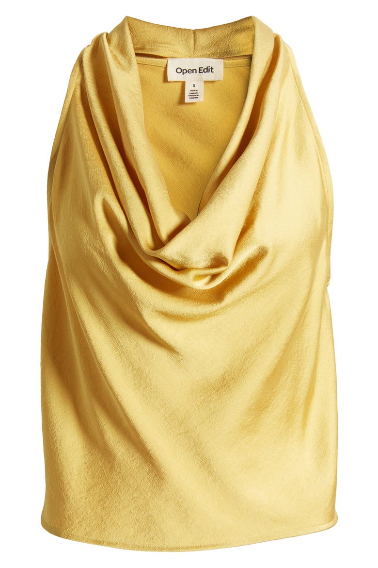 Cowl Neck Satin Tank, Alternate, color, OLIVE SAUTERNE