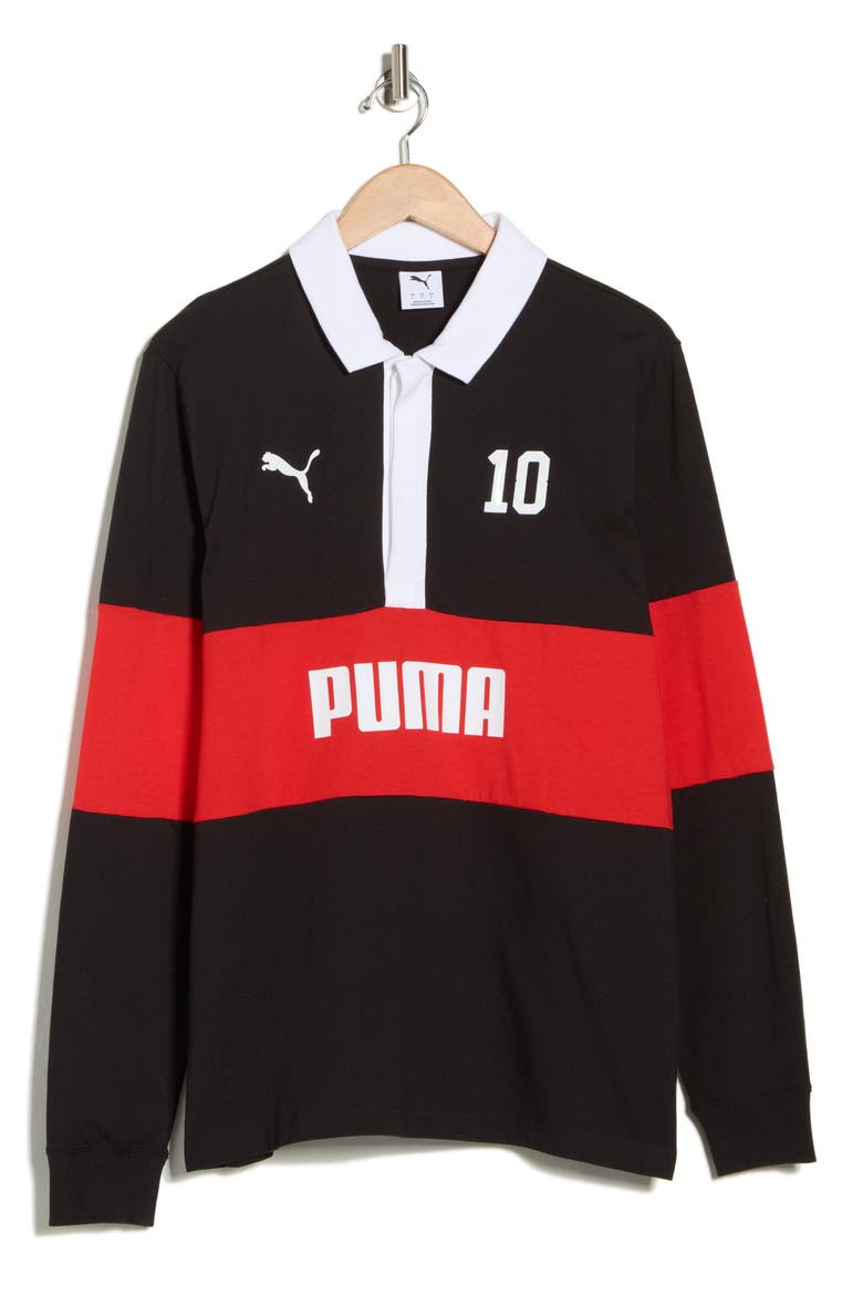 Sport Colorblock Long Sleeve Rugby Polo, Alternate, color, PUMA BLACK