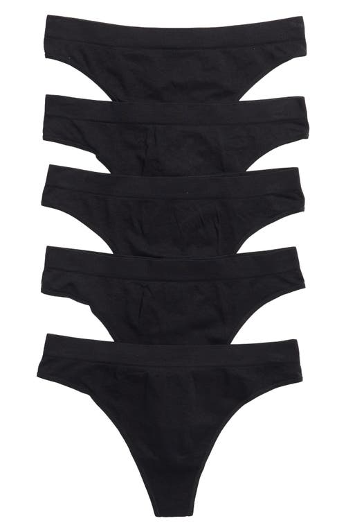 Nordstrom Rack 5-pack Everyday Seamless Thongs In Black