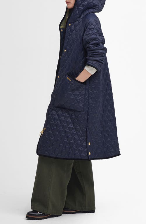 Barbour Harmby Hooded Quilted Coat In Blue